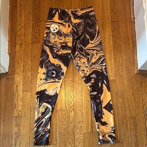 Pittsburgh Steelers Black and Orange Swirl Leggings